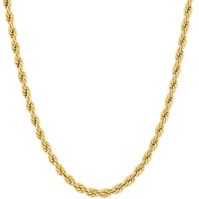 KISPER 18k Gold Hip Hop Rope Chain Necklace â€“ 5mm Thick Gold Plated Stainless Steel Jewelry for Women & Men with Lobster Clasp, 24" - Image 1